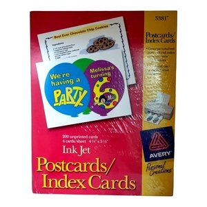 Avery Postcards / Index Cards 4.25” X 5.5” 200 Postcards Ink Jet #3381 New